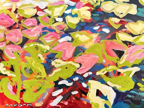 Funny water lilies 1/3 par Daniel PAUGAM, Peinture en vente sur Singulart