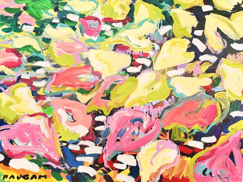 Funny water lilies 2/3 par Daniel PAUGAM, Peinture en vente sur Singulart