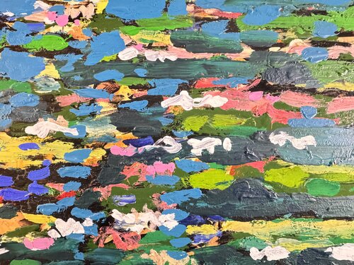Les petits nénuphars roses di Daniel PAUGAM, Pittura in vendita su Singulart