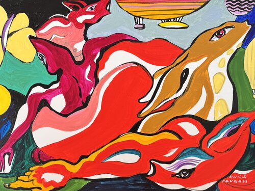 Dieux - animaux parlant de voyages par Daniel PAUGAM, Peinture en vente sur Singulart