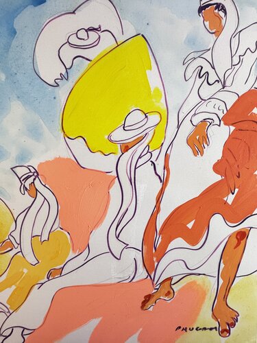 La montreuse de jupons par Daniel PAUGAM, Peinture en vente sur Singulart
