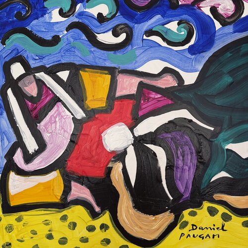 2 femmes près des vagues par Daniel PAUGAM, Peinture en vente sur Singulart