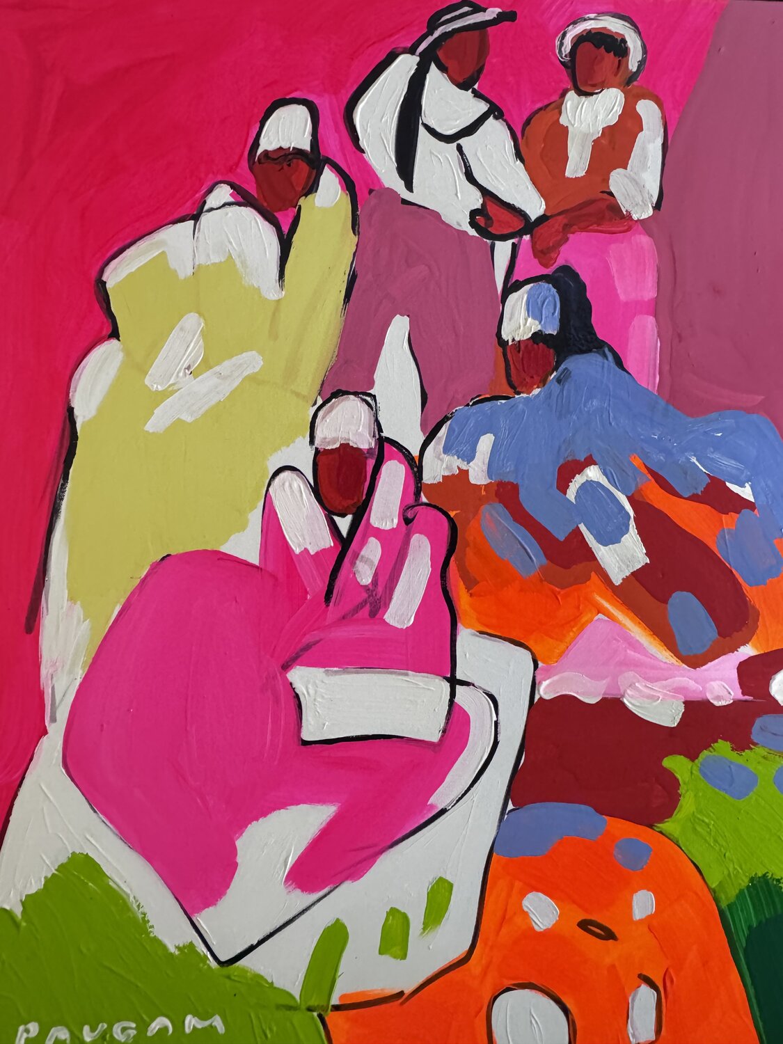 La lionne bleue Daniel PAUGAM Origineel schilderij te koop
