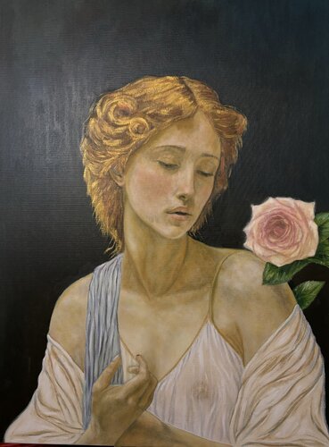 Belle à la rose van Paul Edouard DESCHARMES, Schilderij te koop op Singulart