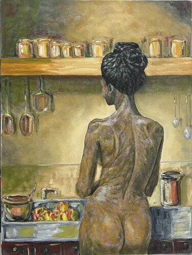 Belle de dos dans la cuisine von Paul Edouard DESCHARMES, Malerei kaufen auf Singulart
