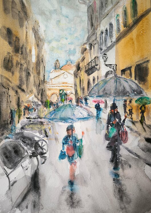 Firenze via dei Servi piovigginando Debora Ferruzzi Caruso