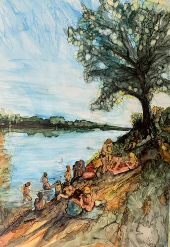 Summer at the Lake di Janet Dixon, Pittura in vendita su Singulart