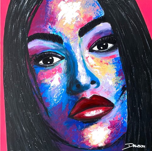 beautiful face - Frauenporträt gespachtelt van Jane Dawson, Schilderij te koop op Singulart