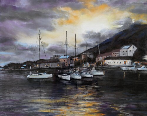 Irgendwo abends am Mittelmeer di Christine Schuldhaus, Pittura in vendita su Singulart