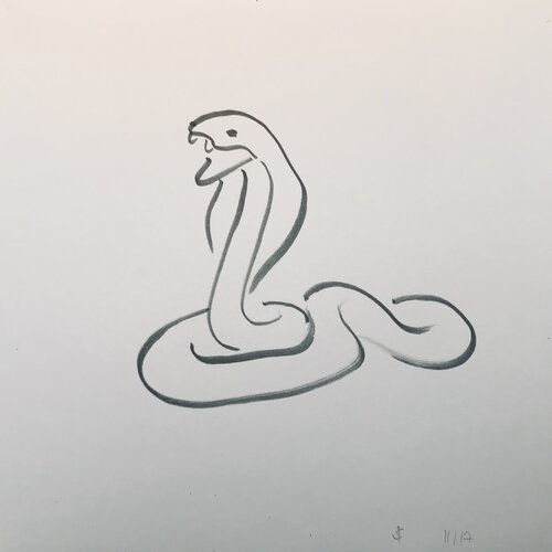 Tuschetier - Kobra van Ines Saalfrank, Tekening te koop op Singulart