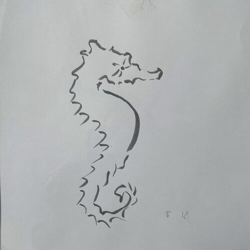Tuschetier - Seepferdchen by Ines Saalfrank, Drawing for Sale on Singulart