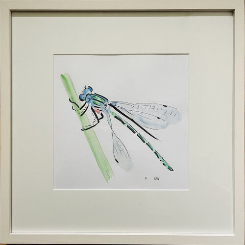 Libellule vert by Ines Saalfrank, Work on Paper for Sale on Singulart