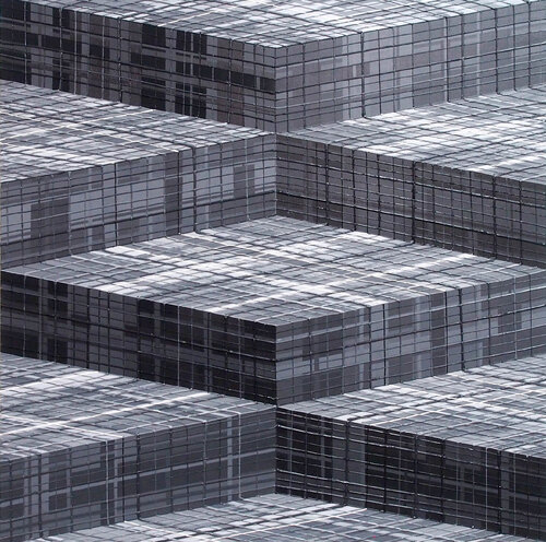 Construction angulaire en nuances de gris #3 van Jeremi Ca, Schilderij te koop op Singulart