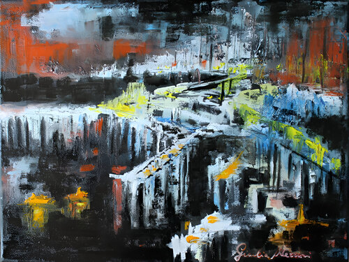Night Volumes I: The Industrial Harbor von Giulia Mercuri, Malerei kaufen auf Singulart