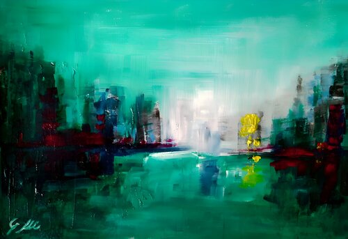 City View VII: The Emerald City von Giulia Mercuri, Malerei kaufen auf Singulart