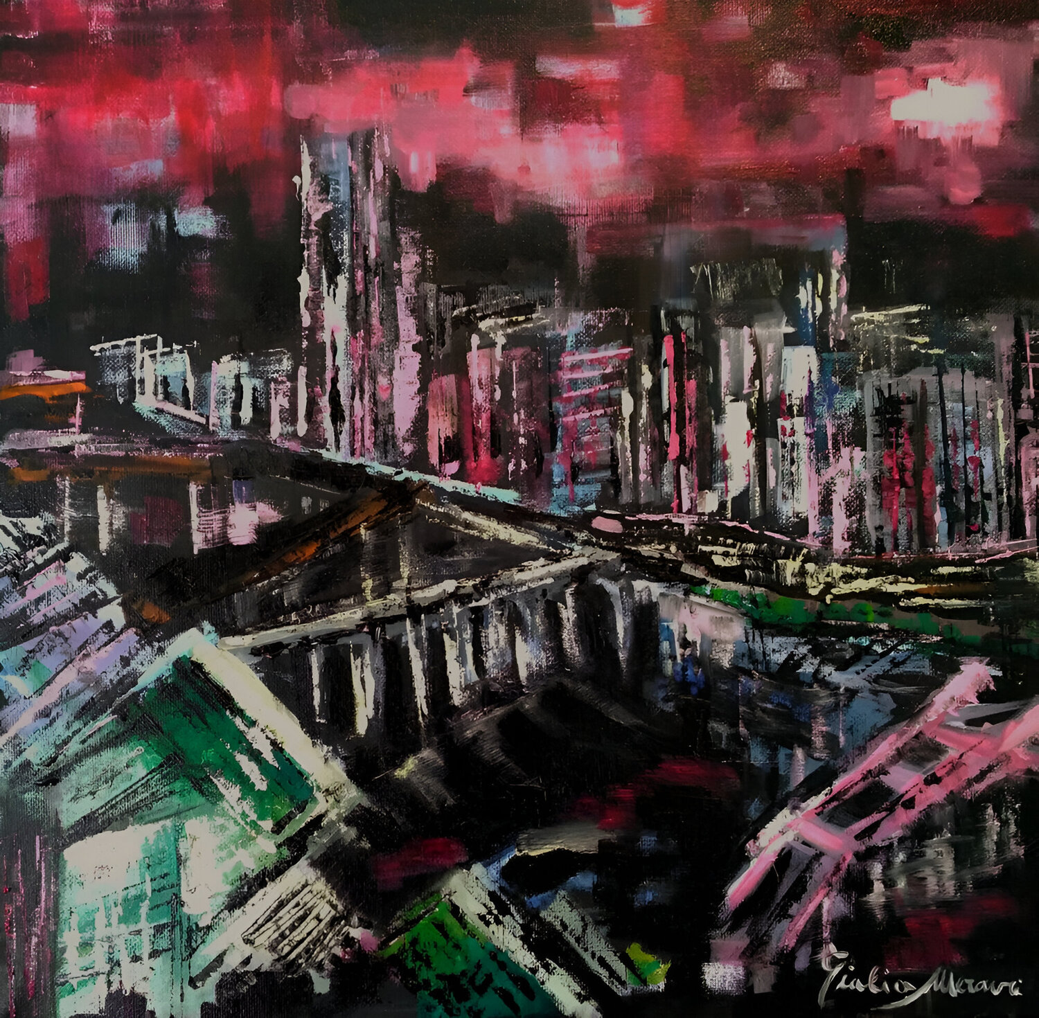 Night Volumes III:  Cyberpunk Riot Giulia Mercuri Originalgemälde zu verkaufen