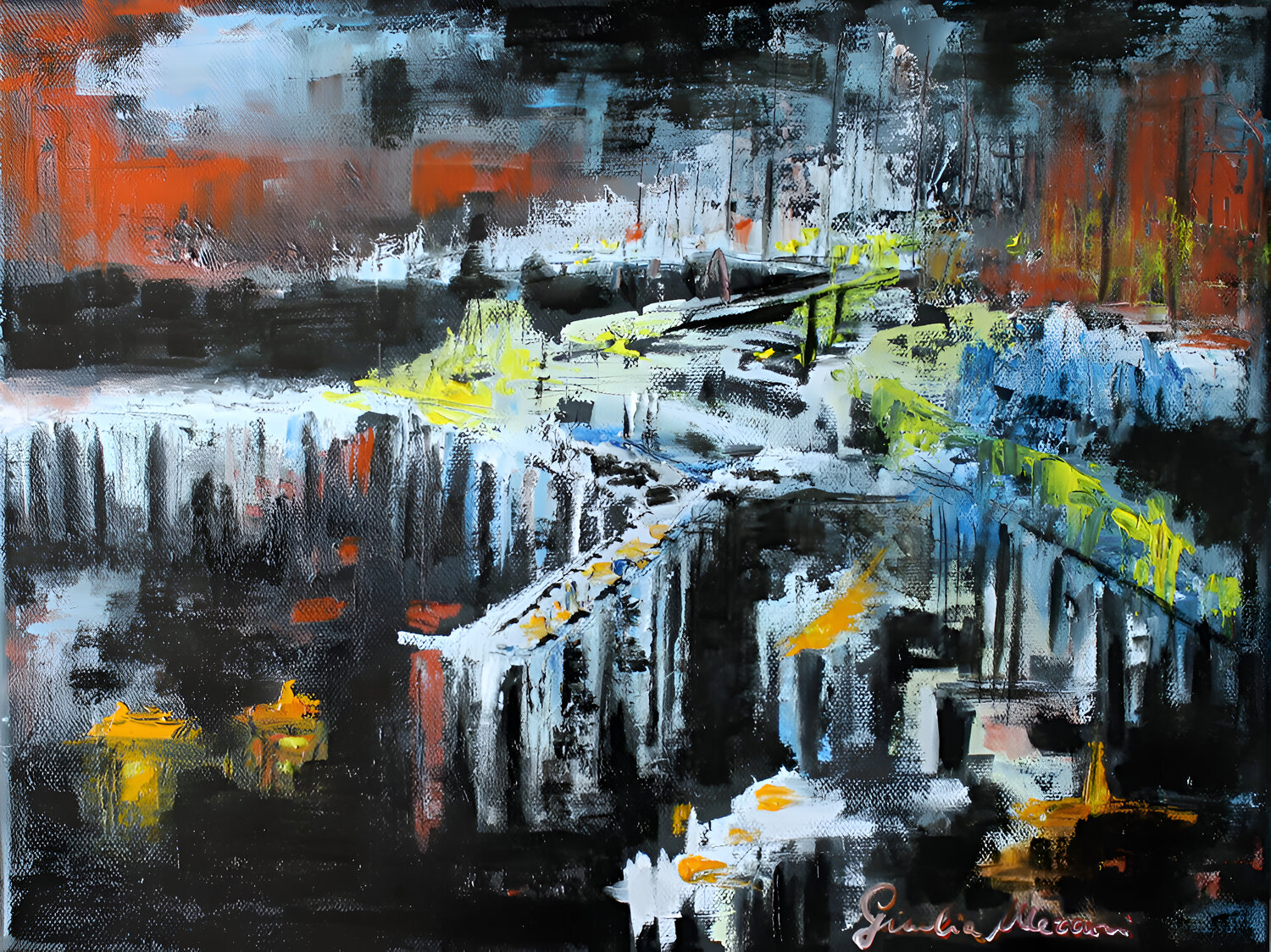 Night Volumes I: The Industrial Harbor Giulia Mercuri Originalgemälde zu verkaufen