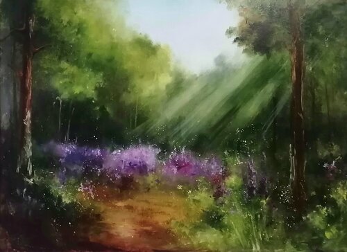 Forest glade di Galina Kolomenskaya, Pittura in vendita su Singulart
