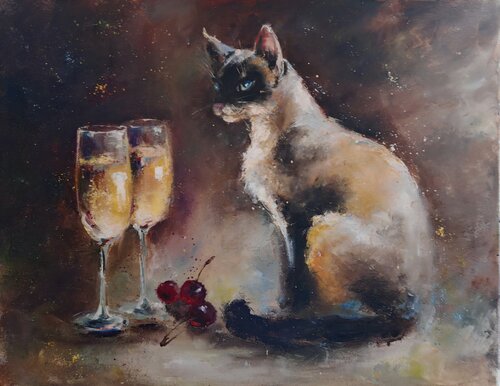 Two Prosecco, Please! von Galina Kolomenskaya, Malerei kaufen auf Singulart