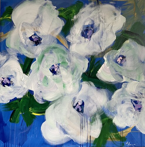 Flowers in heaven de Ajten Ramadani, Pintura a la venta en Singulart
