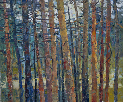 Pine trees II. Unecha by Florina Breazu, Painting for Sale on Singulart