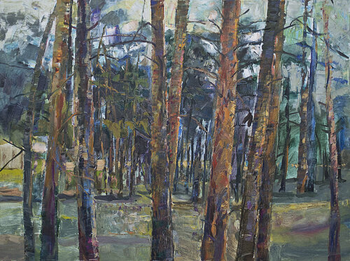Pine trees I. Unecha van Florina Breazu, Schilderij te koop op Singulart