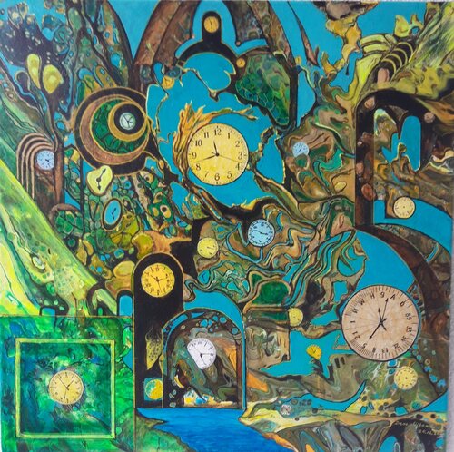 Uhr und Gotik di Irene Mitawski, Pittura in vendita su Singulart