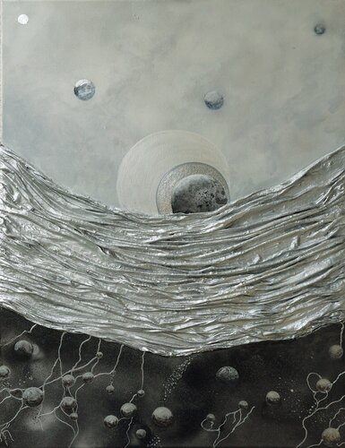 3D Abstrakt Schwarz und Silber van Irene Mitawski, Schilderij te koop op Singulart