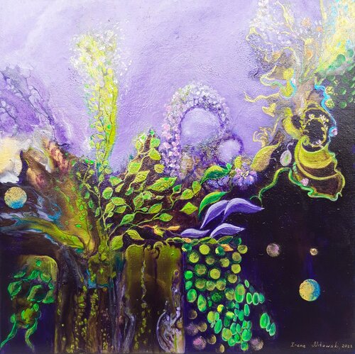 Garten in Violett di Irene Mitawski, Pittura in vendita su Singulart