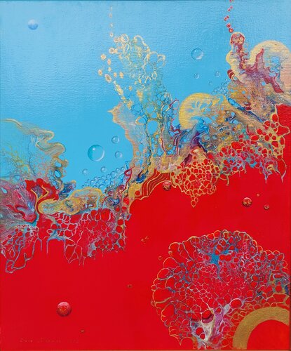 Abstrakt " Rot und blau" von Irene Mitawski, Malerei kaufen auf Singulart