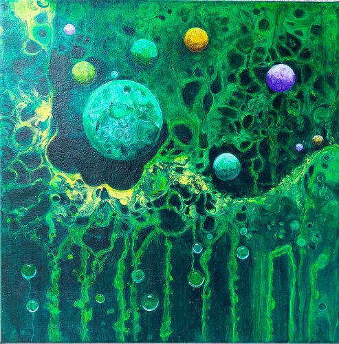 Smaragd-Galaxie van Irene Mitawski, Schilderij te koop op Singulart