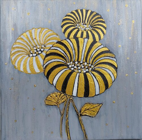Goldene Blüten di Irene Mitawski, Pittura in vendita su Singulart