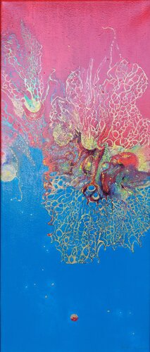 Abstrakt Rot-Gold-Blau di Irene Mitawski, Pittura in vendita su Singulart