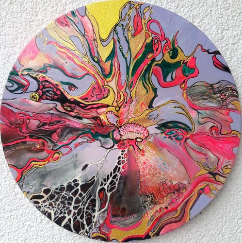Abstrakt "Perlgrau-Rosa -Goldgelb" par Irene Mitawski, Peinture en vente sur Singulart