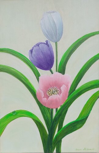 Florale Begegnung di Irene Mitawski, Pittura in vendita su Singulart