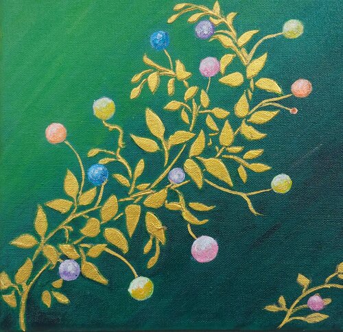 Goldener Zweig di Irene Mitawski, Pittura in vendita su Singulart