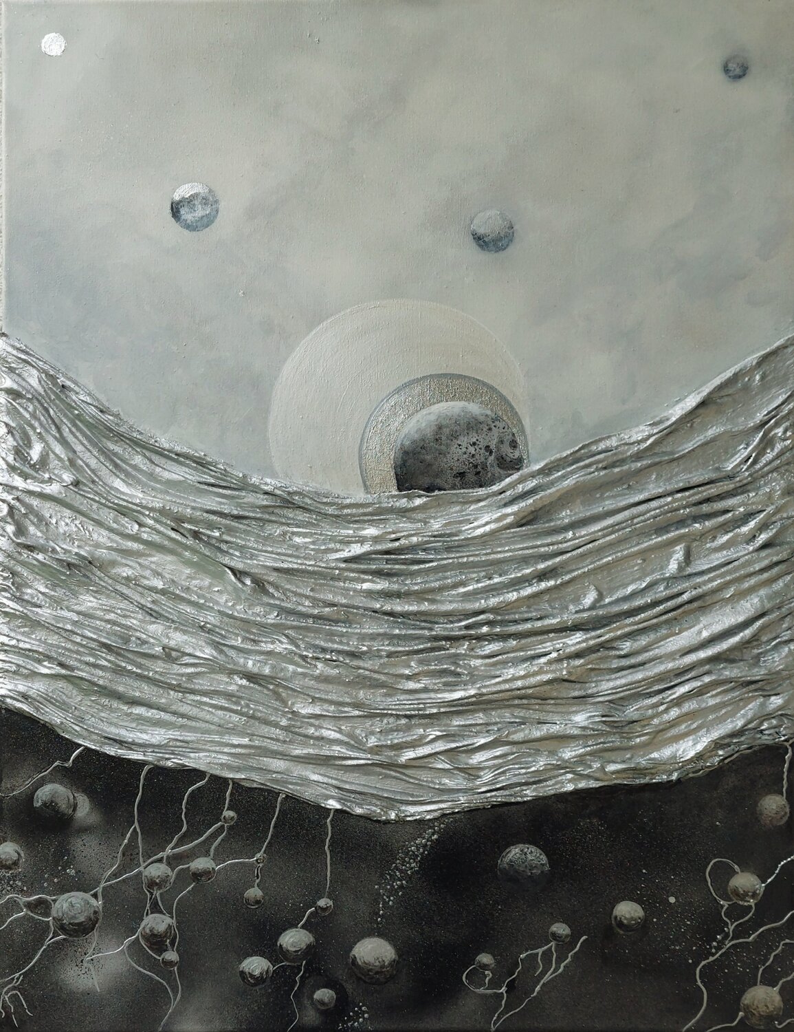 3D Abstrakt Schwarz und Silber Irene Mitawski