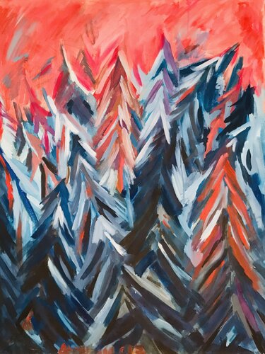 Night pine forest by Aleksey Ovsyannikov, Painting for Sale on Singulart