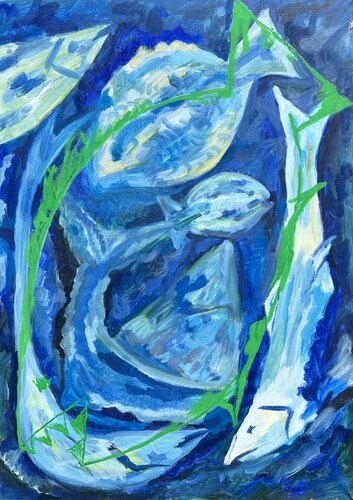 Still life of fish par Aleksey Ovsyannikov, Peinture en vente sur Singulart