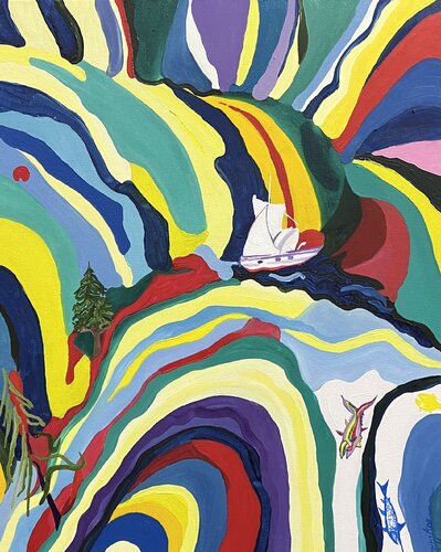 fields and mountains are like seas and oceans di Aleksey Ovsyannikov, Pittura in vendita su Singulart