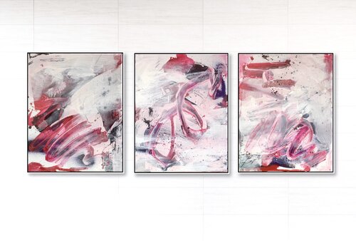 Triptychon in pink von Martina Furk, Malerei kaufen auf Singulart