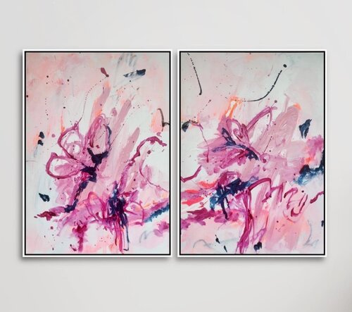 Diptychon in pink von Martina Furk, Malerei kaufen auf Singulart