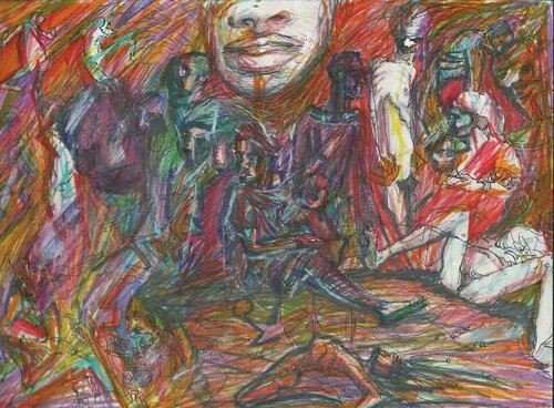 STOP WAR TERRORISM FEAR ALL SYSTEM IS CORRUPTED LEFT RIGHT POLITICS CENTER AND EXTREME ALL THE SAME DOMINATION FOR TOTAL SUBMISSION OF ALL PEOPLE THESE GENOCIDES OF THE SAME BEINGS ARE THE NONSENSE OF HUMAN ALIENATION- LIVE AND LET LIVE PIECE 25 di EDUARDO BUSTOS SEGOVIA, Disegno in vendita su Singulart