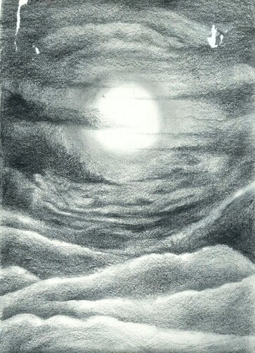 Feel being human Melancholia sadness Yearning undisturbed innocence Lost the existence abstraction moonlight another world piece 80 de EDUARDO BUSTOS SEGOVIA, Dibujo a la venta en Singulart