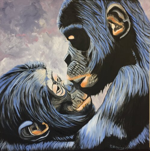 „Affenliebe 1“ van Reiner Stening, Schilderij te koop op Singulart