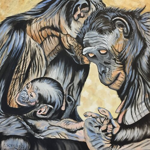 „Affenliebe 3“ von Reiner Stening, Malerei kaufen auf Singulart