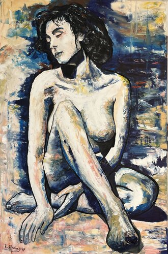„Akt in blau“ by Reiner Stening, Painting for Sale on Singulart