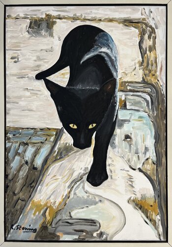 Katze auf der Mauer van Reiner Stening, Schilderij te koop op Singulart