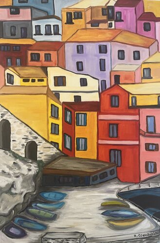 Mediterrane Stadt 3 von Reiner Stening, Malerei kaufen auf Singulart