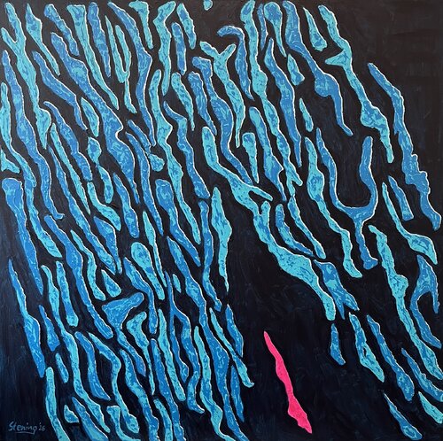 „Bewegung in Pink und Blau“ by Reiner Stening, Painting for Sale on Singulart